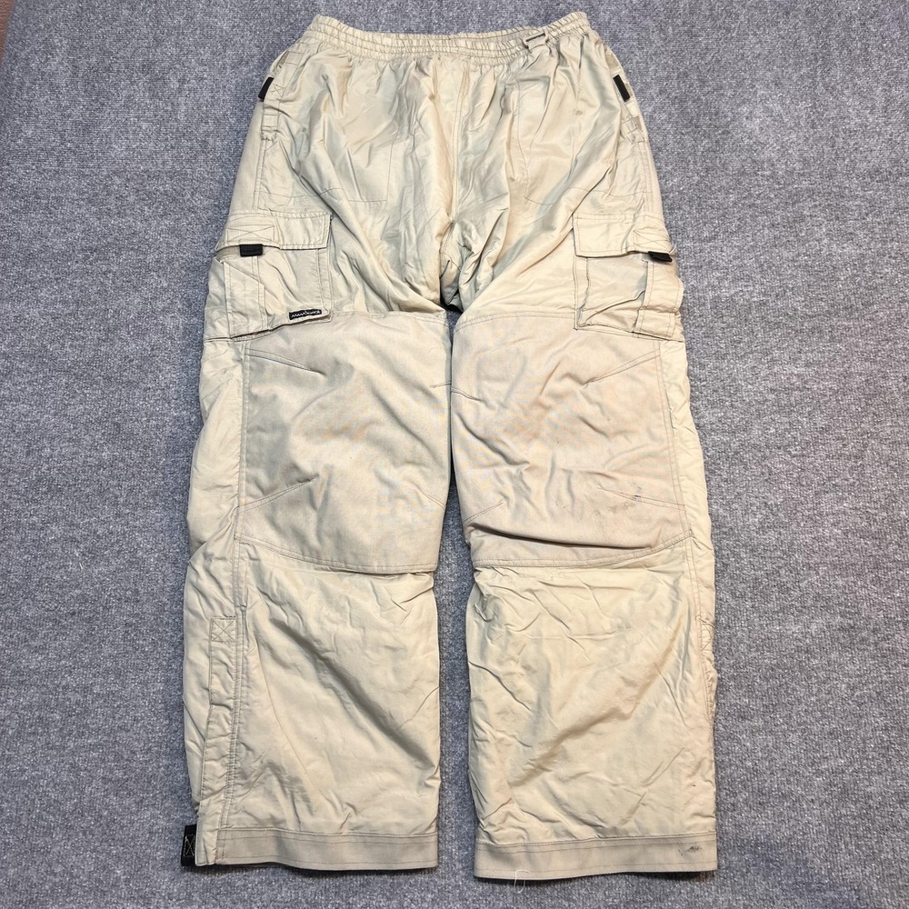 Mambosok Snow Pants Mens Large Beige Cargo Elastic Adjustable Waist Ski Hiking